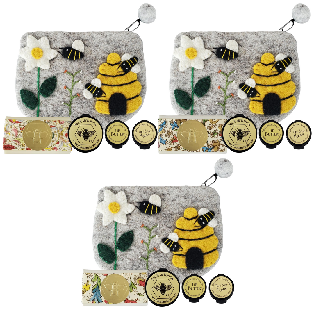 Bolsa de lana con muestras de abejas.