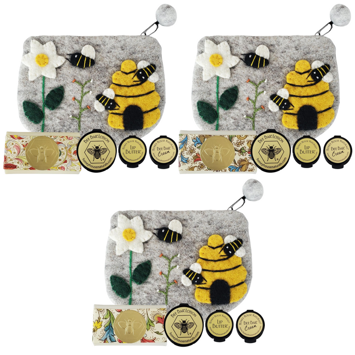 Bolsa de lana con muestras de abejas.