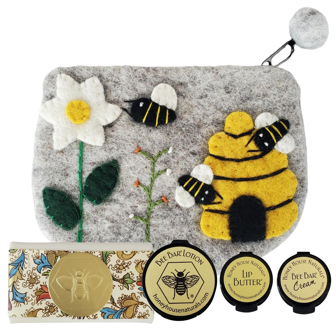 Bolsa de lana con muestras de abejas.