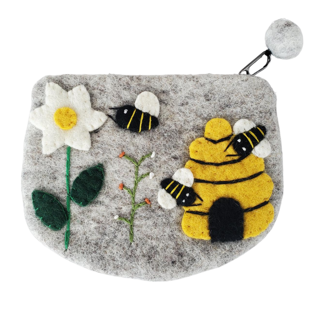 Bolsa de lana con muestras de abejas.