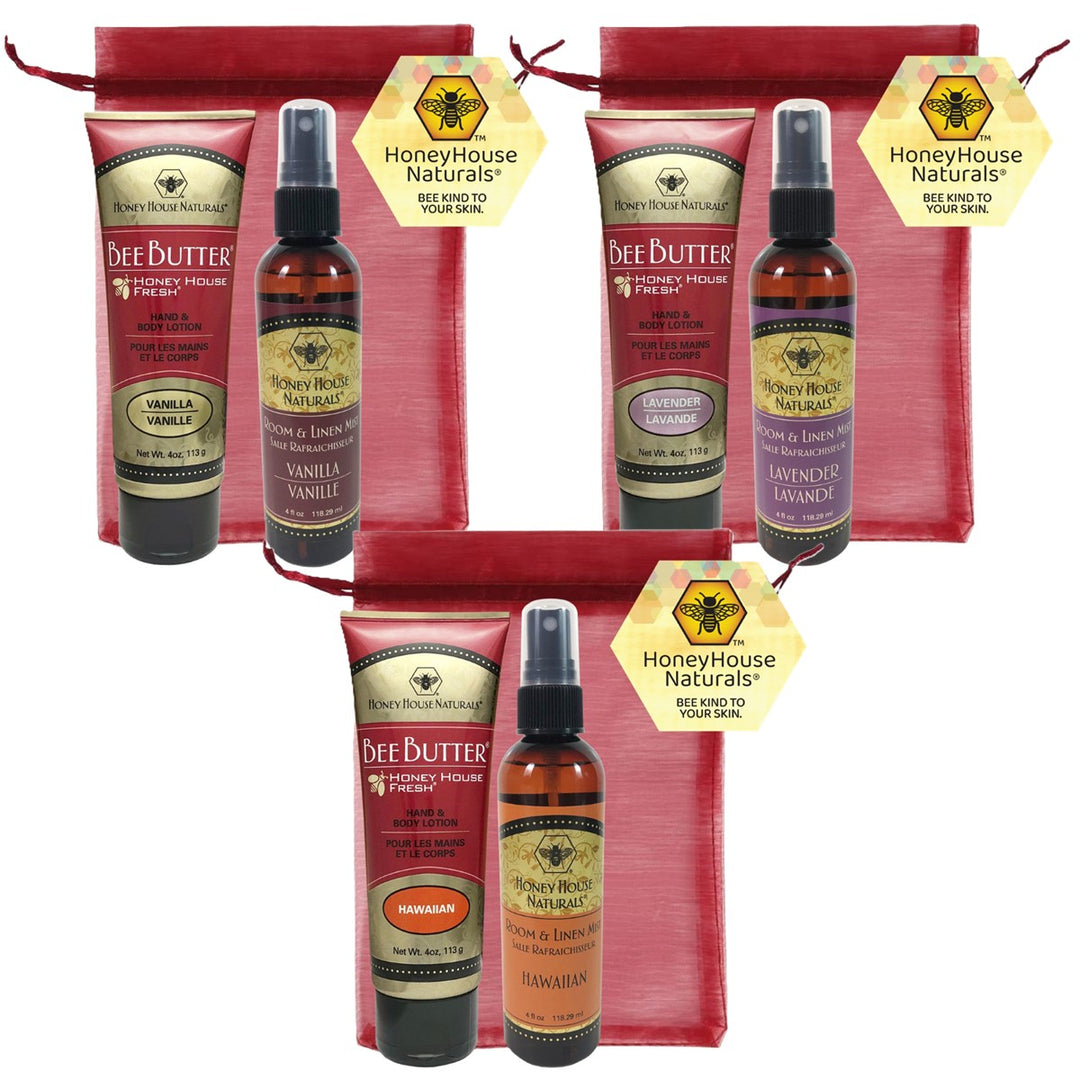 Set de regalo en tubo con crema de mantequilla de abeja y Room Mist