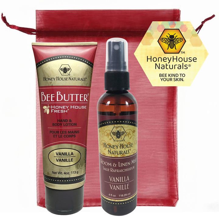 Set de regalo en tubo con crema de mantequilla de abeja y Room Mist